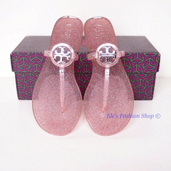 NIB Tory Burch Jelly Mini Miller Sandal Pink Love Silver HW US 7 AUTHENTIC - Picture 8 of 16
